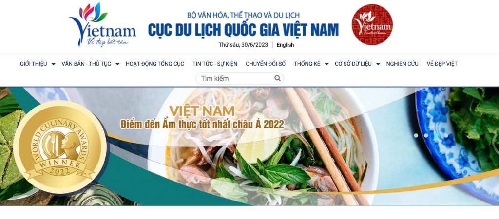 Hình ảnh nhận diện mới được Tổng cục Du lịch Việt Nam thay đổi trên trang web. Ảnh: H.H