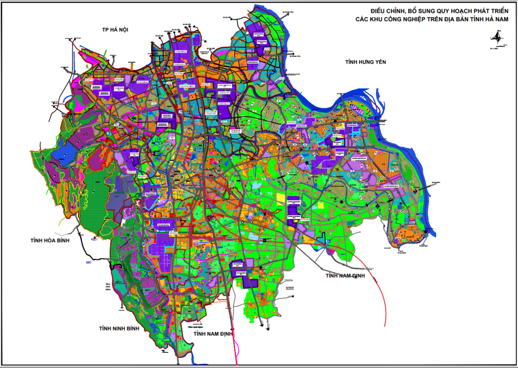 Bản đồ các Khu công nghiệp được quy hoạch trên địa bàn tình Hà Nam